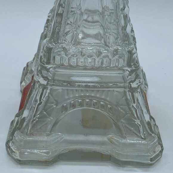 Vintage Eiffel Tower Shaped Glass Bottle Decanter 14" Barware With Ribbon Accent - Picture 9 of 16